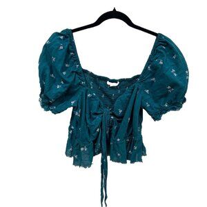 Women’s Aeropostale Croptop Blue Floral Ruffle‎ Size X-Large Xl